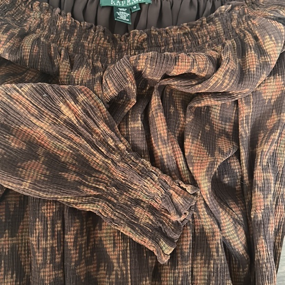 VINTAGE Ralph Lauren Cheetah Print Silk Off-The-Shoulder Blouse - Picture 4 of 4